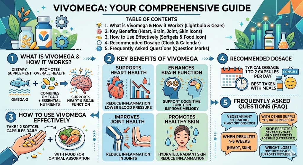 Vivomega is a powerful dietary supplement that combines omega-3 fatty acids to support overall health. By providing essential nutrients, Vivomega helps improve heart health, enhance cognitive function, and promote joint well-being. Regular use of Vivomega can lead to noticeable benefits, including better skin hydration and reduced inflammation. With its natural ingredients, Vivomega stands out as a great option for those looking to boost their health and vitality. Learn how Vivomega can work for you and why it’s a must-have addition to your daily routine.